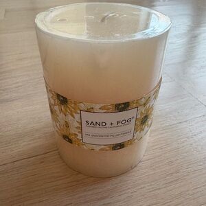 Sand + Fog Cream Unscented Pillar Candle